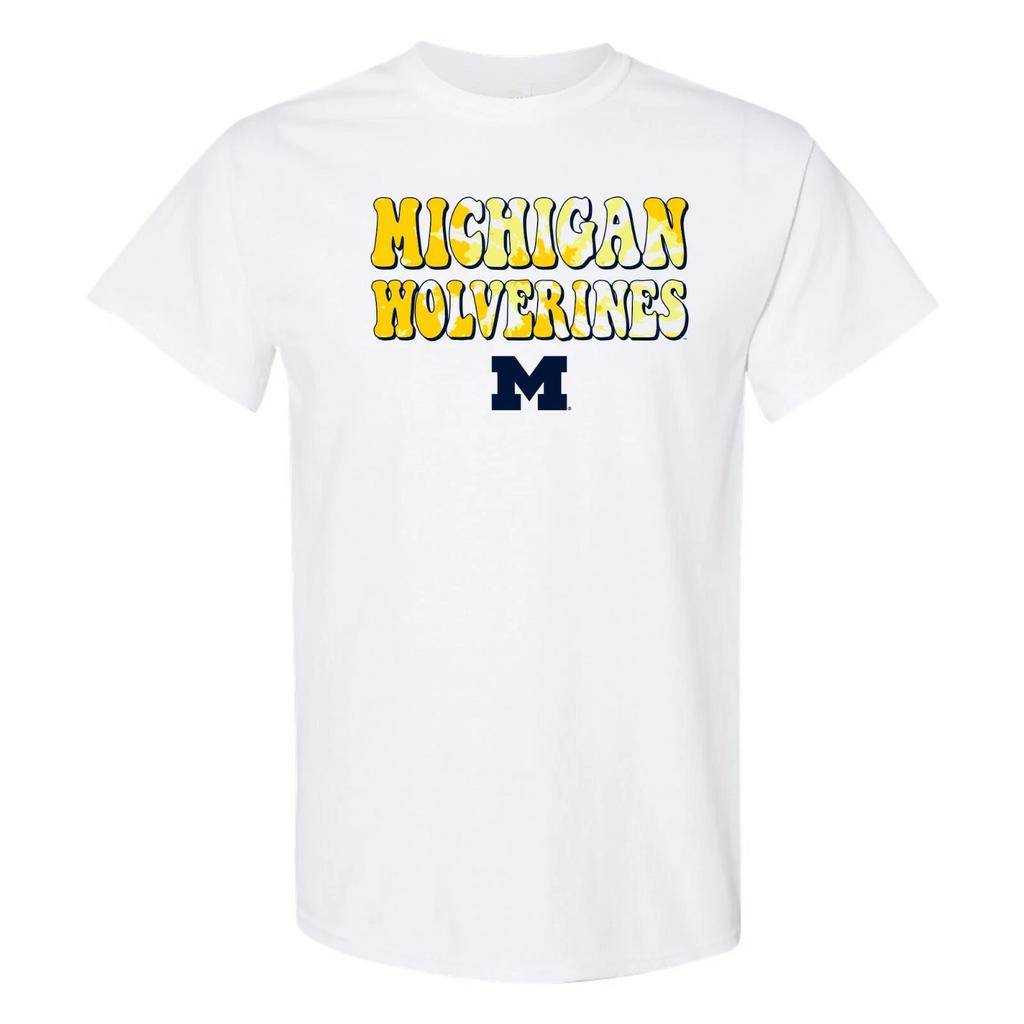 Michigan Wolverines Tie Dye Type T-Shirt - White