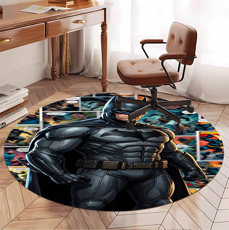 Batman Pattern Round Rug, Indoor/Outdoor Mat, for Picnic, Gameroom, Bedroom, Office, Living Room, Home Decor Carpet, Birthday Gift