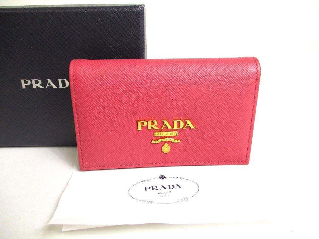 

Автентичний PRADA Pink Saffiano Leather Card Case Card Holder #a302 у продажу