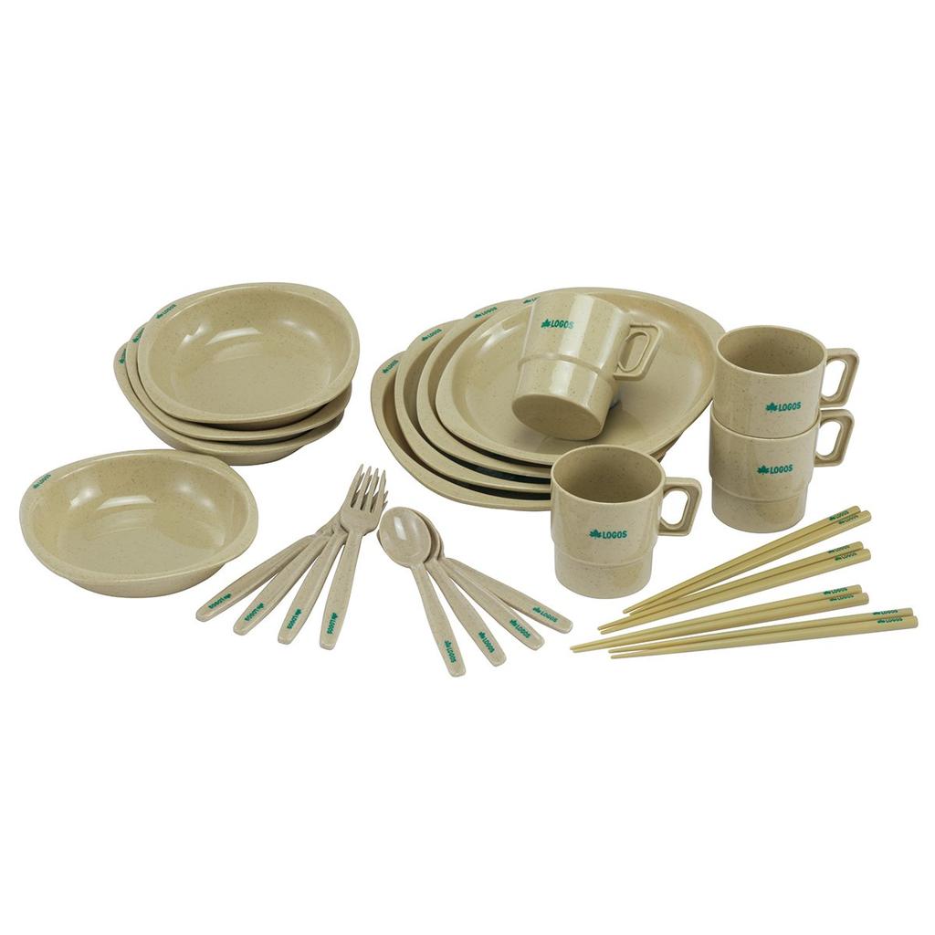 LOGOS Dinner Set for 4 with Chopsticks and Storage Bag