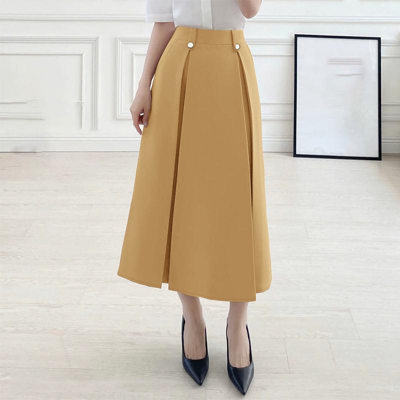 

ZANZEA Женские повседневные однотонные длинные юбки с высокой талией 4XL коричневый