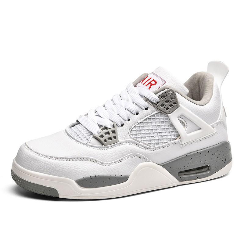 AJ4 Men's Little White Cement High-Top Basketball Sneakers, Thick-Soled, Autumn 2025 Trendy Edition
