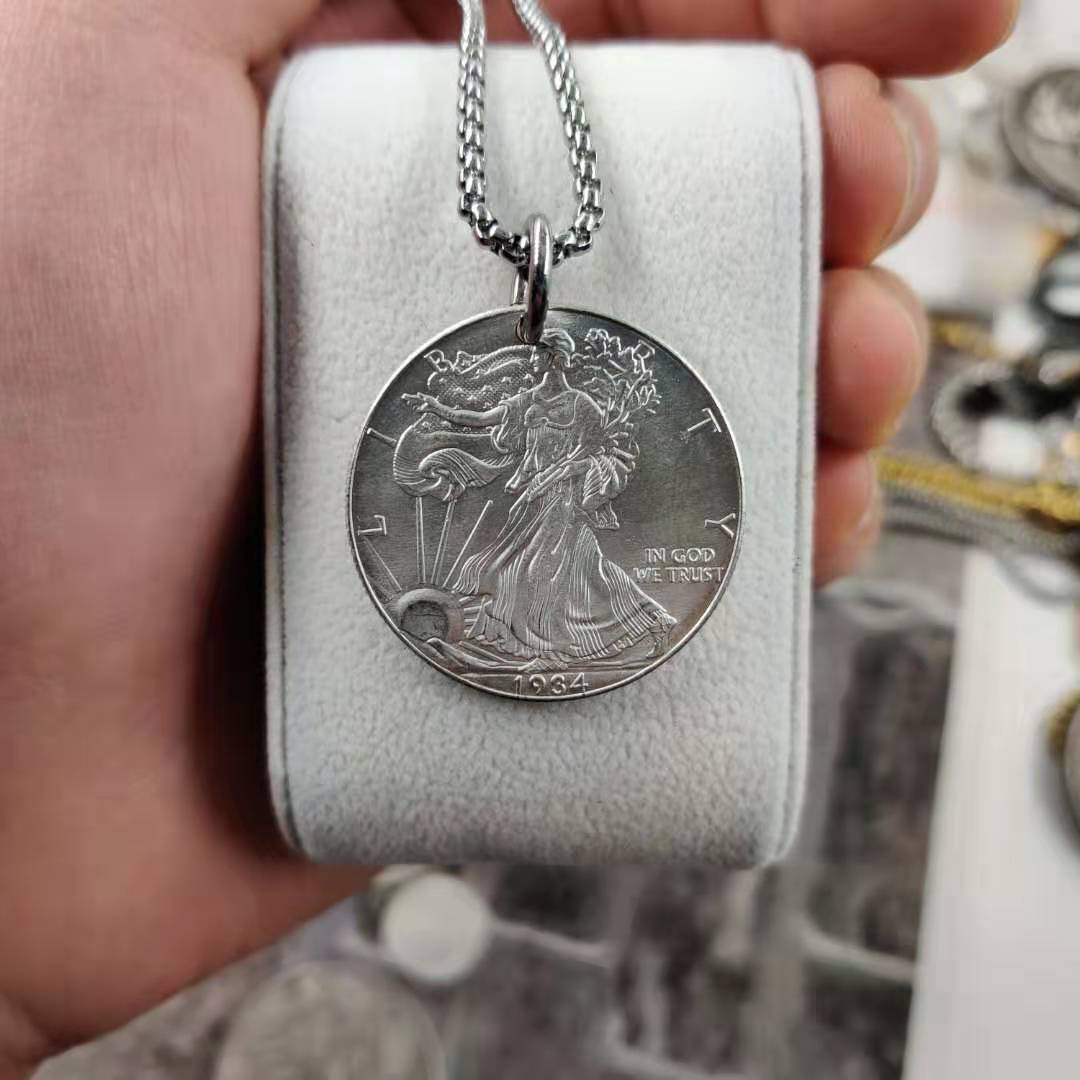1934 Skeleton Necklace, Statue of Liberty, Blowable, Collected coin