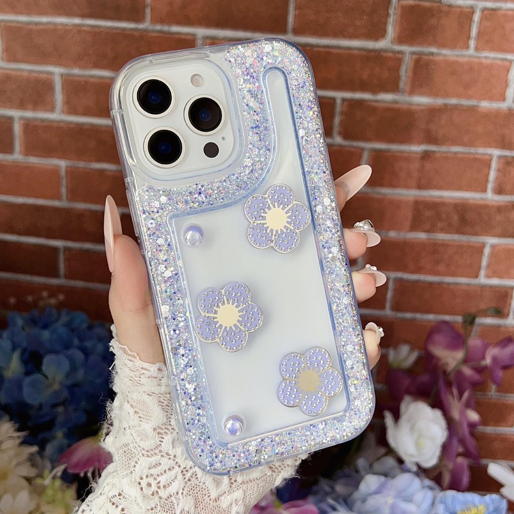 The new edge broken diamond is suitable for Apple 16PROMAX mobile phone case Apple 15/14/13 set S24U-DIY flower