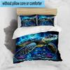 Cartoon Sea Turtle Artwork 3pcs Bedding,Including 1pc Duvet Cover And 2pcs Pillowcases Perfect for Christmas,Ideal for Bedroom, Dormitory