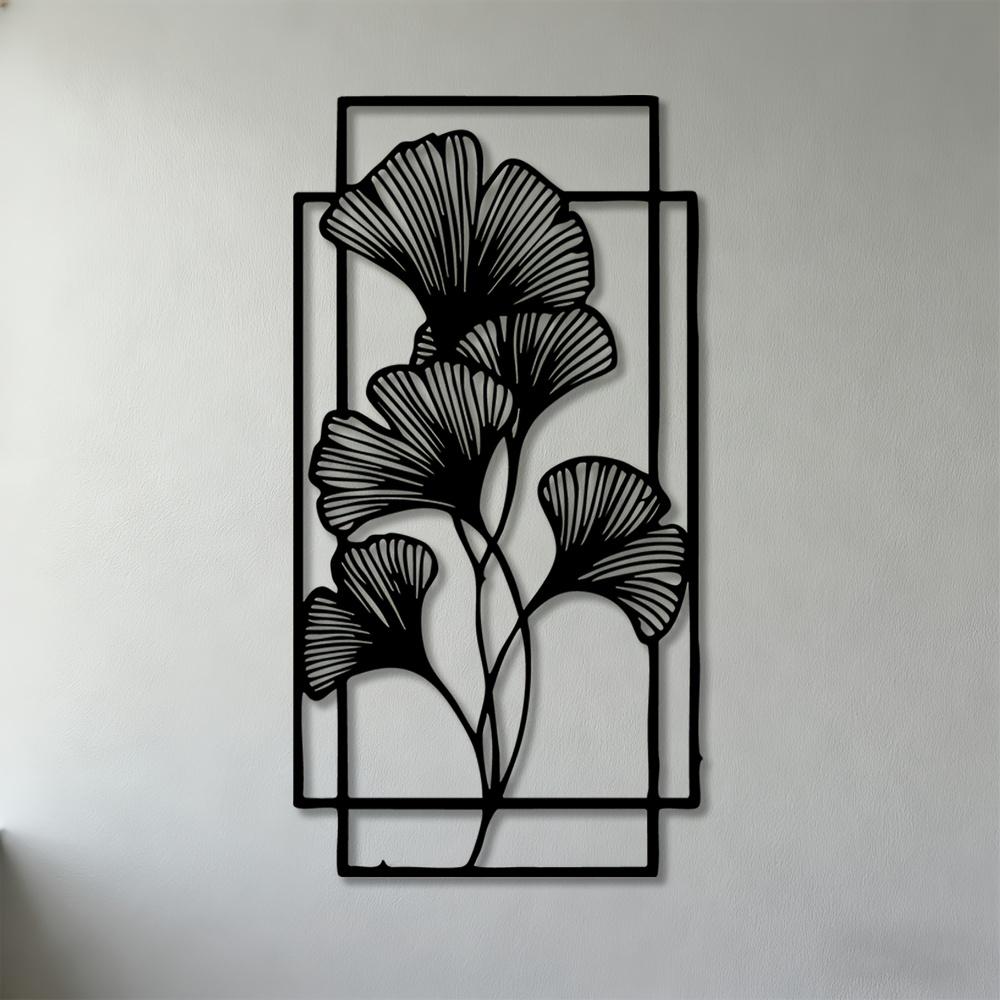 

1pc 2D Flat Modern Minimalist Ginkgo Leaf Wall Sculpture Iron Metal Panel Art Contemporary Wall Decor for Living Room Bedroom Office 25cm-9.84inch чёрный