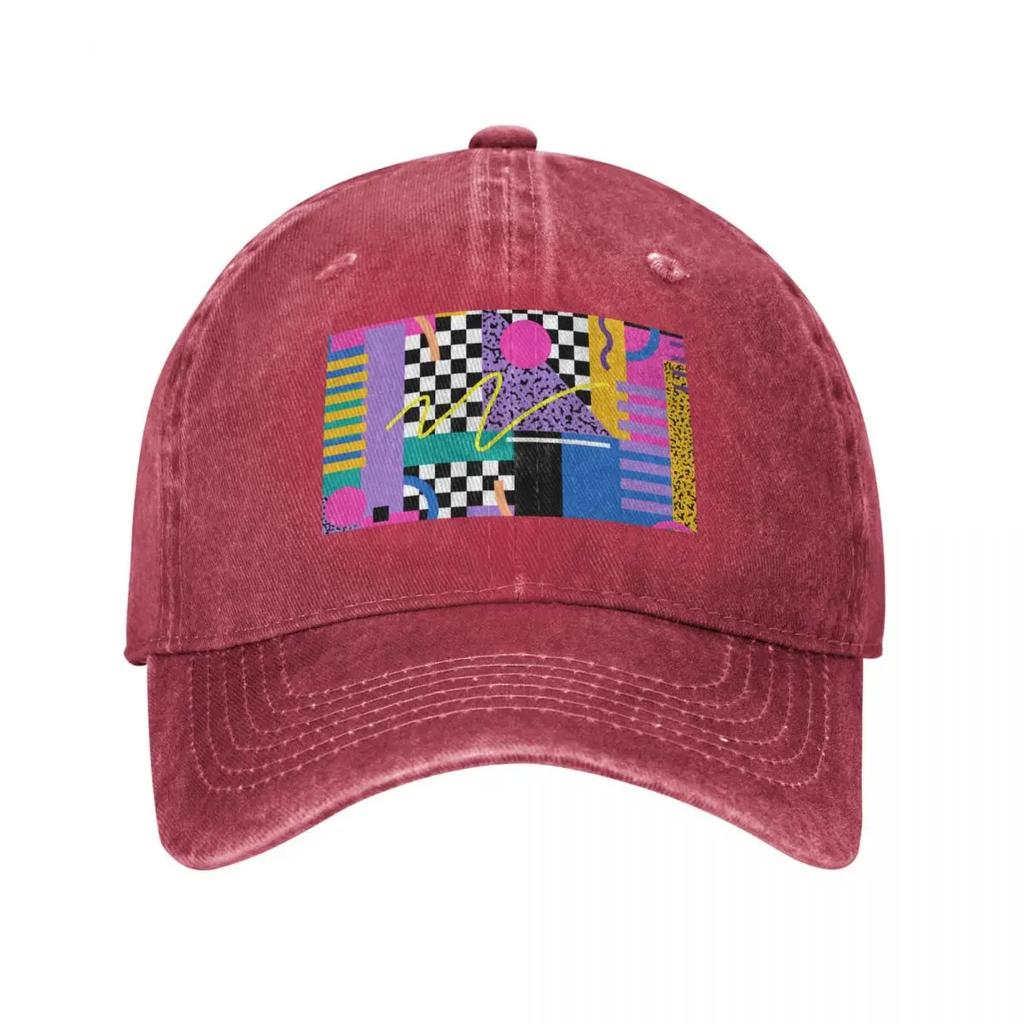 Memphis Pattern   Retro S  S Baseball Cap Horse Hat Unique Hats Rugby Hat Unisex Luxury For Women Unisexs