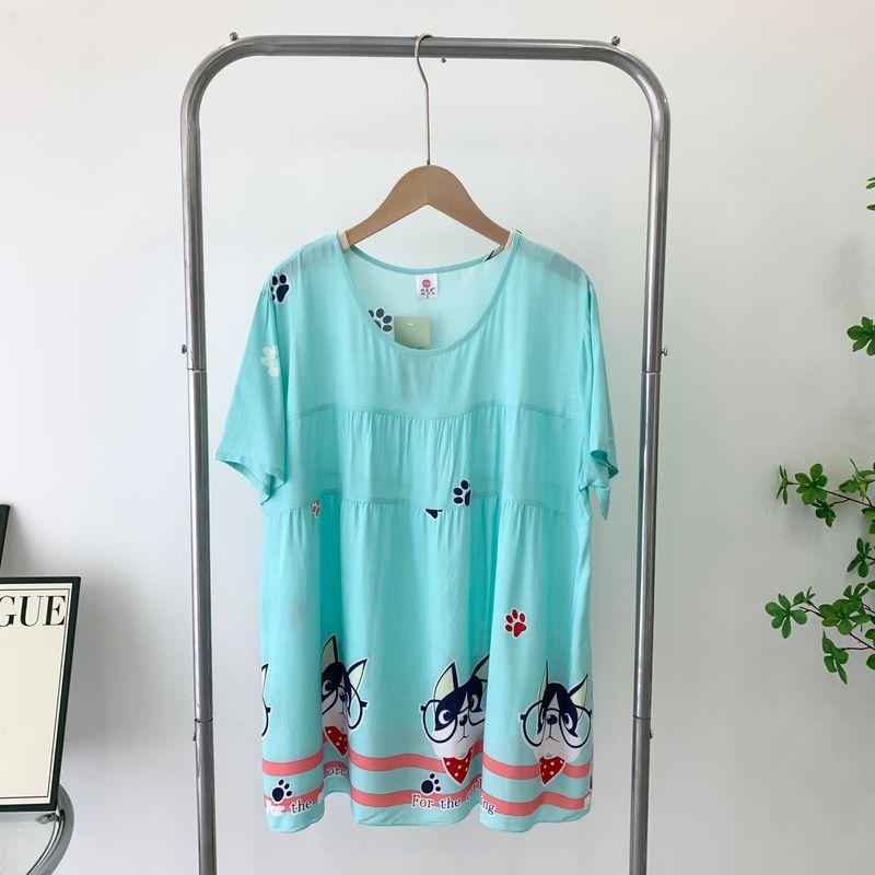 Poplin Pajamas Women's Summer Thin Loose Short Sleeve Shorts Suit Home Can Be Outwear Cartoon Pajamas Two-piece Set