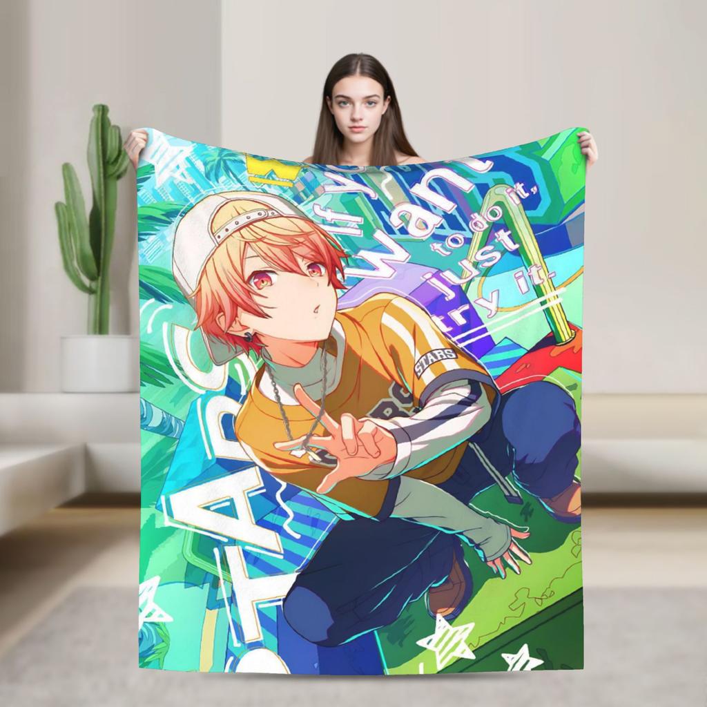 Tsukasa Tenma Flannel Blankets  Warm Bedding Throws for Couch Bed Travel Funny Bedspread Sofa Bed Cover