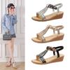 Wedge sandals women's large size summer new bohemian rhinestone elastic foot sandals