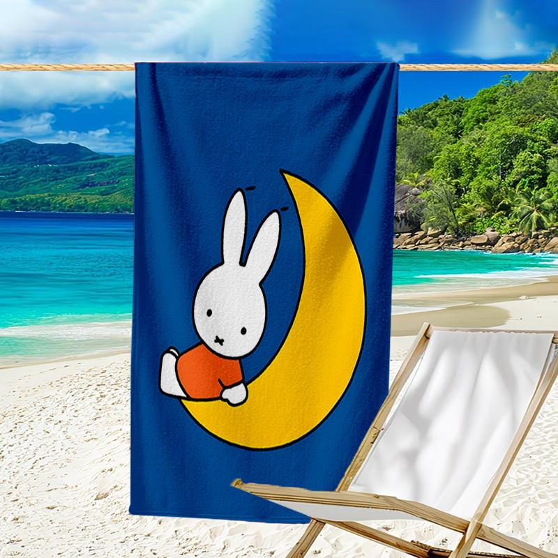 1pc Miffy4 Beach Towel, Beach and Seaside Swimming Pool Equipment, Fashion Pattern, Rectangular, Travel Essentials