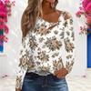 Women Plus Size White Floral Printed Asymmetric Cutout Cold Shoulder Long Sleeve Fitted Blouse