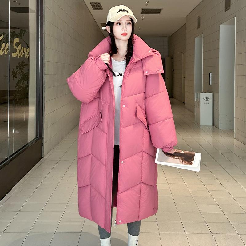 Hooded Over the Knee Long Big Quilt Cotton Clothes Women's Winter New Fashion Thickened Loose Warm Cotton Coat