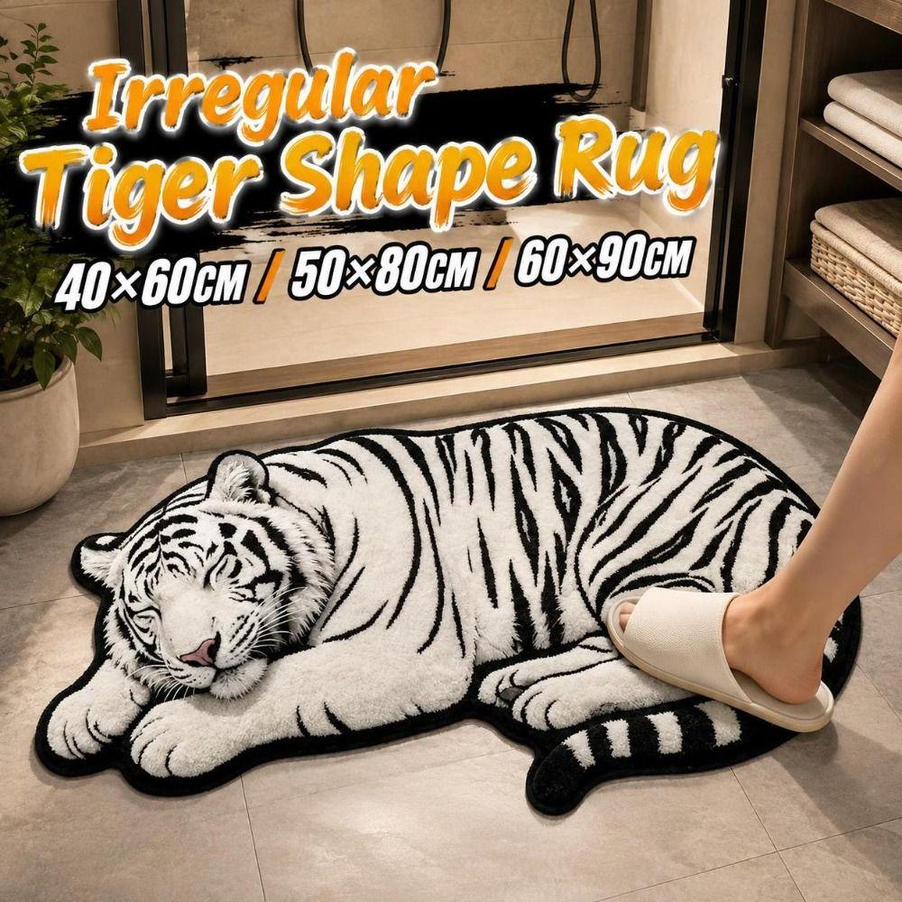 Diatomite Tiger Shape Rug Absorbent Irregular Bath Rug Tiger Floor Mat Home Entrance Decor