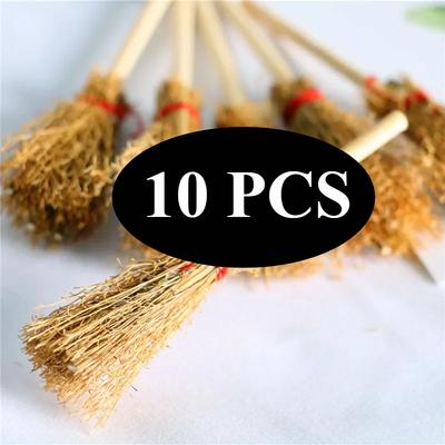 Mini Escoba Paja Colgante Brujas Miniatura Atrezzo Escobas Escoba Artesanal Escobita Juguetes Pequeños para Fiesta de Halloween
