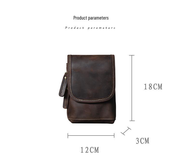Retro Mini Leather Crossbody Bag - Men's Chest & Waist Phone Bag, Top Layer Cowhide