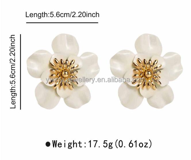 Gold Plated Alloy Flower Stud Earrings Zircon Imitation Pearl Cute Fashion Ear Jewelry for Women Party Daily Wear