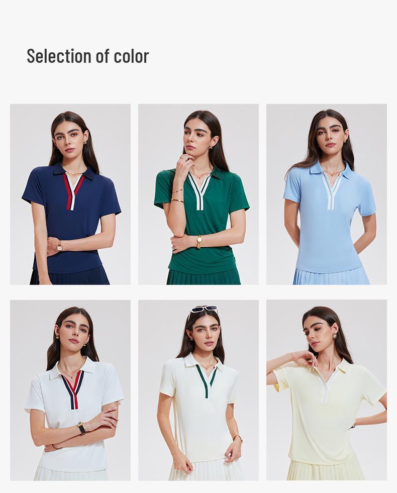 Cai Jue Women's Quick-Dry Short Sleeve Polo for Outdoor Sports & Fitness