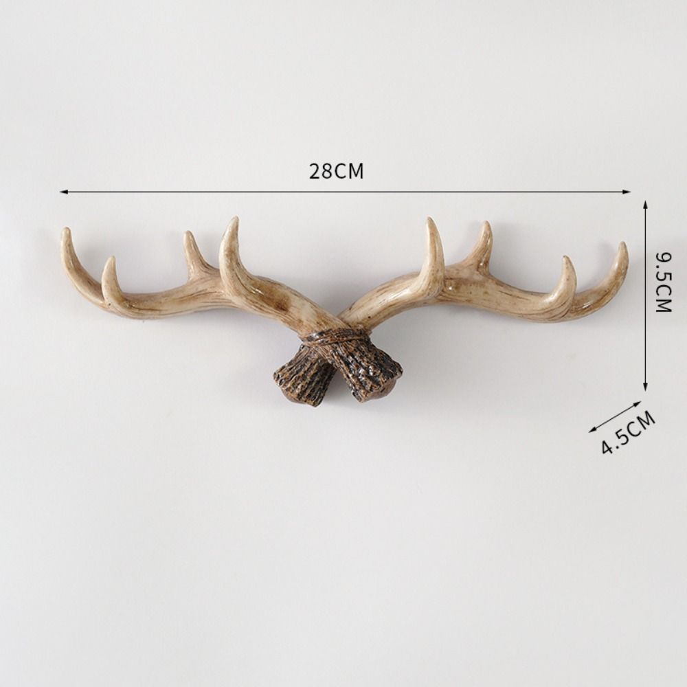 Wall Mounted Deer Horn Decorative Hook Resin Wall Keys Holder Craft Antler Statue  Clothes