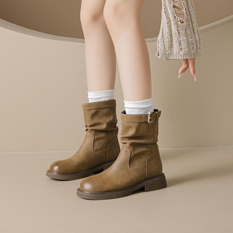 Augustine platform short boots women's 2025 new autumn retro Merard British style western pile Martin boots