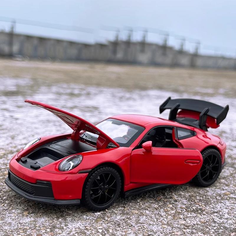 Maßstab 1/32 Porsche 911 GT3 Supersportwagen Legierung Metall Diecast Modellauto Sound und Licht Kinderspielzeug Geburtstagsgeschenk für Kinder Mini GT Jungen