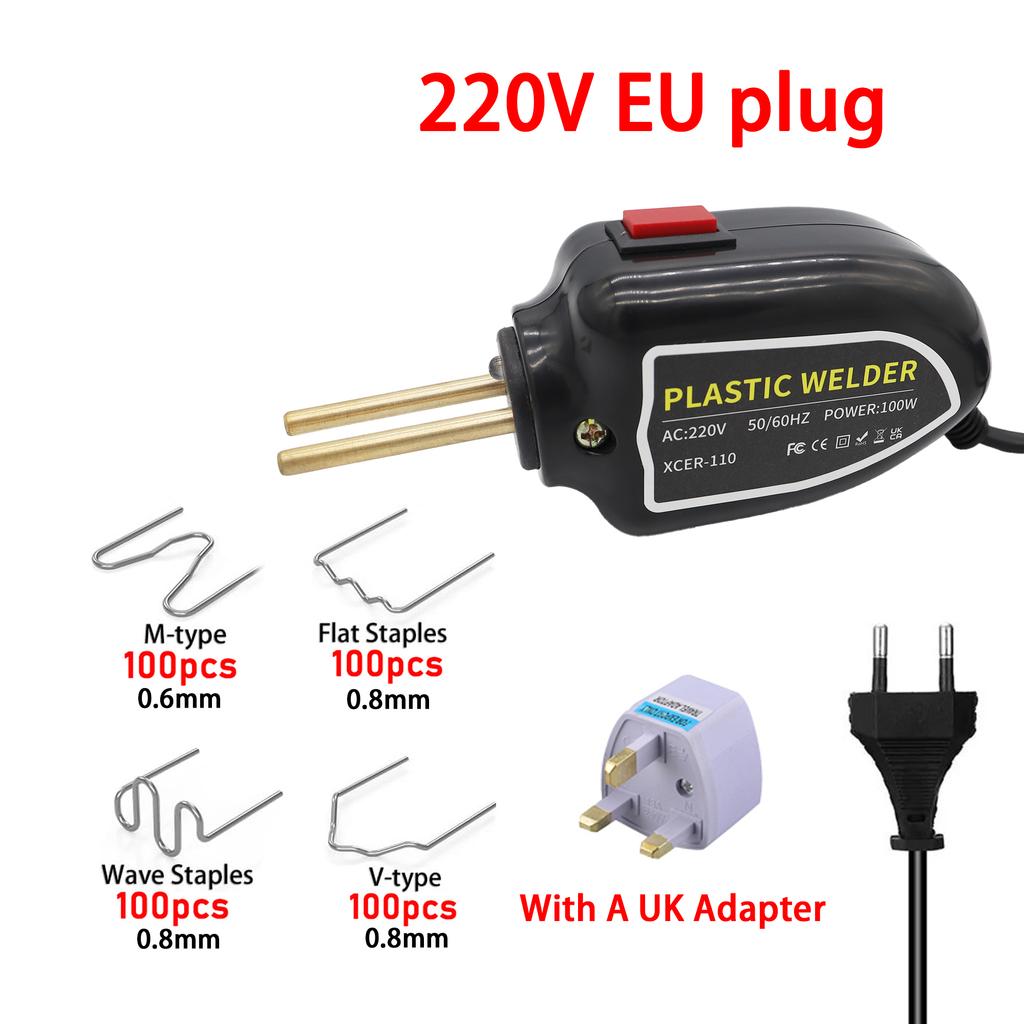 100W Kunststoffschweißmaschine Kunststoffschweißgerät Heißklammergerät 400 Stück Stoßstangen Reparaturset Lötkolben Für Auto Stoßstangen Reparaturwerkzeuge