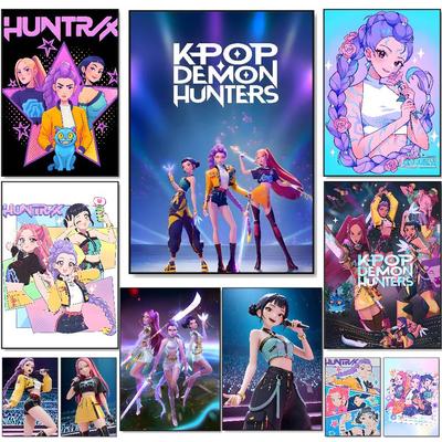 KPop D-Demon H-Hunters Cartaz HD Autocolante Impermeável Versátil para Decoração de Casas Bares Hotéis Mais