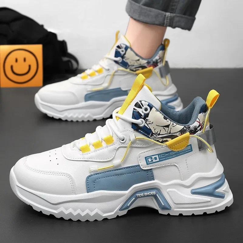 Men's Sneakers Fashion Running Shoes for Men Lace-up Platform Vulcanized Shoes Outdoor Tennis High Top Sneakers Tenis Masculino