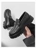 Men's Thick-Soled Patent Leather Height-Increasing Shiny Loafers with Chunky Heels