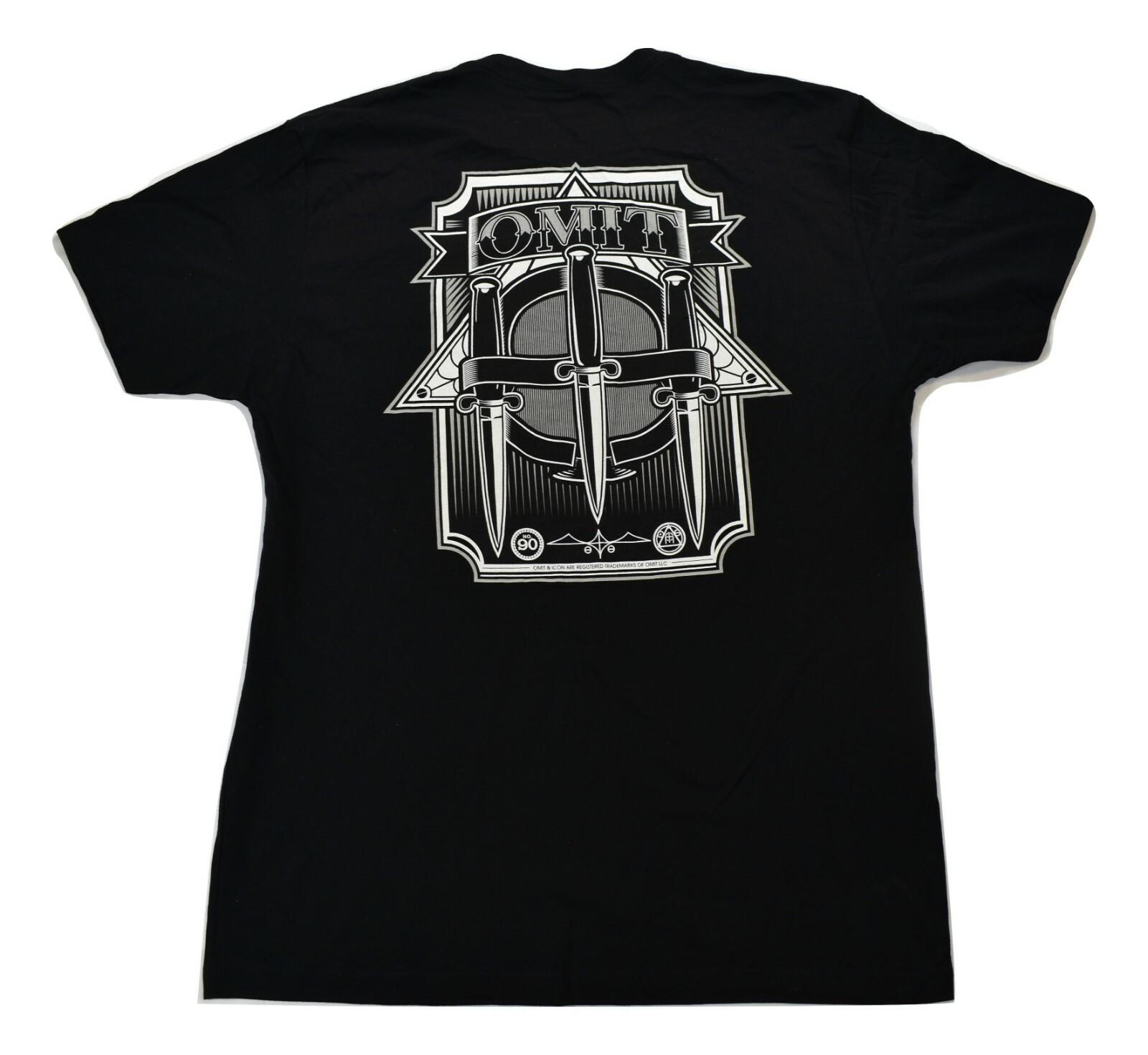 

Omit Mens Omit Retro Skater Brand Dagger Design Black Tee Shirt New Large XL