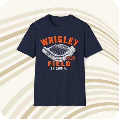 Throwbackmax Wrigley Field 1920 Classic Cut Football T Shirt - Chicago Bears