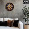 Boho Compass Rose Star Map Round Metal Sign Stained Glass Effect Wall Art Decor