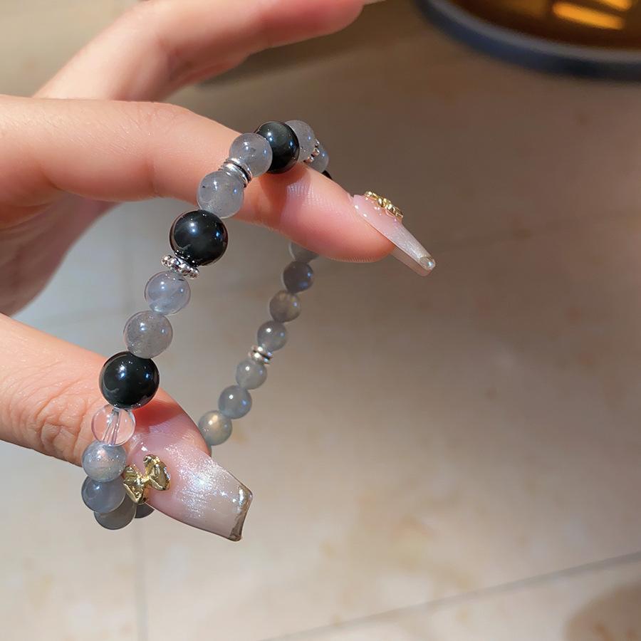 

Натуральный лунный камень серебряный браслет из бусин yaoshi, легкая роскошь, мода, высокое чувство, нишевый дизайн, персонализированные универсальные украшения, женские