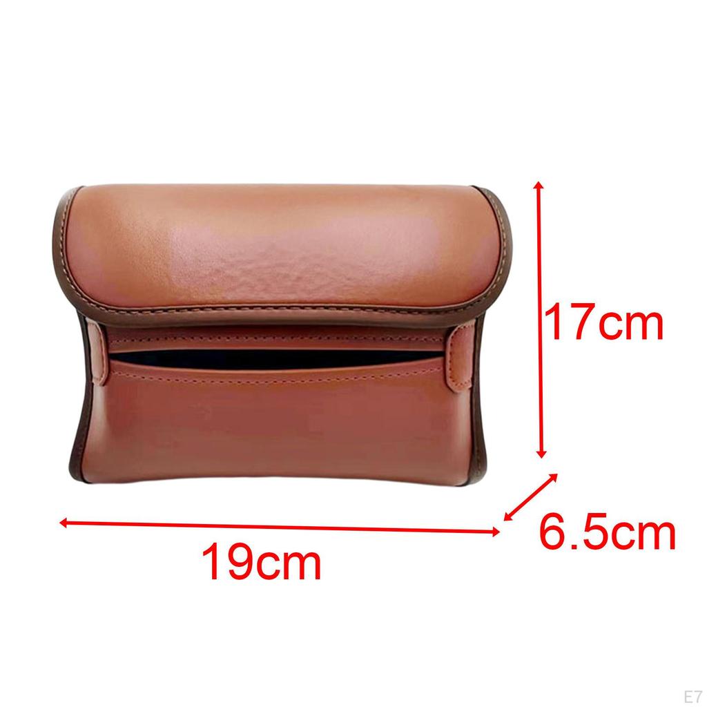 Car Tissue Box Holder Seat Back Organizer Storage, PU Leather ,Universal ,Center
