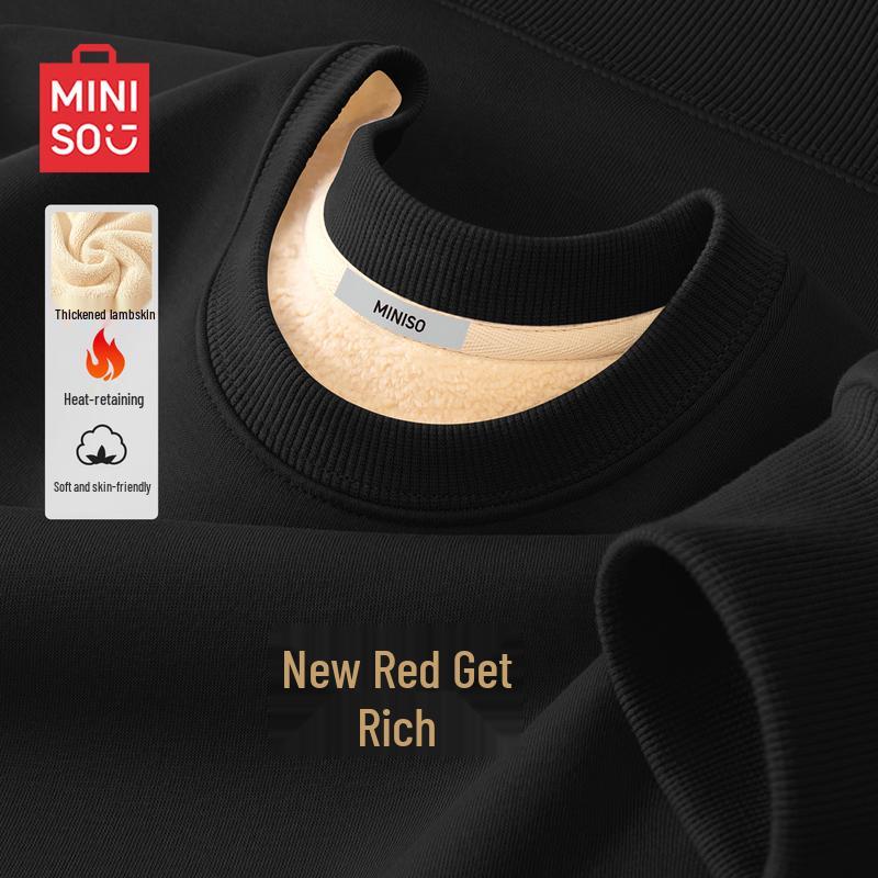 

MINISO Men s Plush Winter Sweatshirt with Lucky Chest Logo M