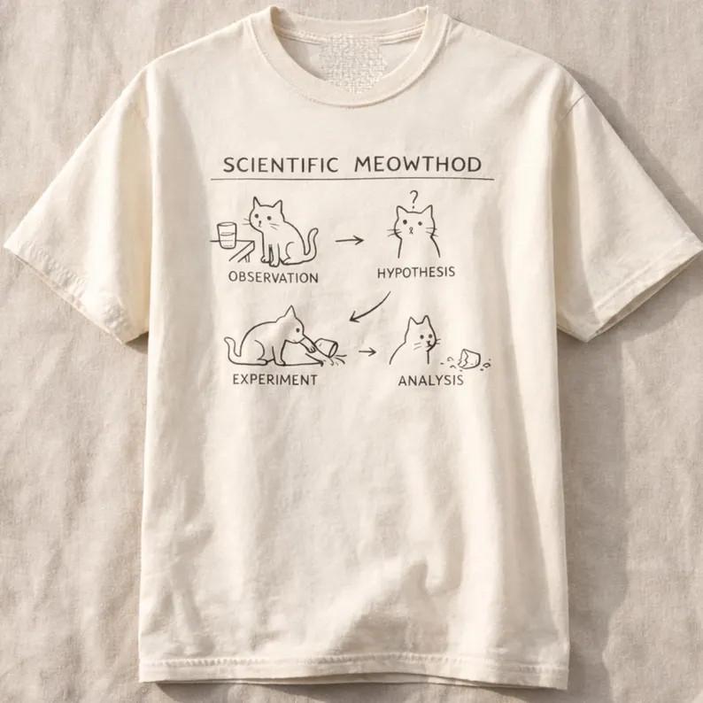 Scientific Meowthod Cat Shirt,Funny Science Cat Tee,Nerd Humor Tee,STEM Teacher L
