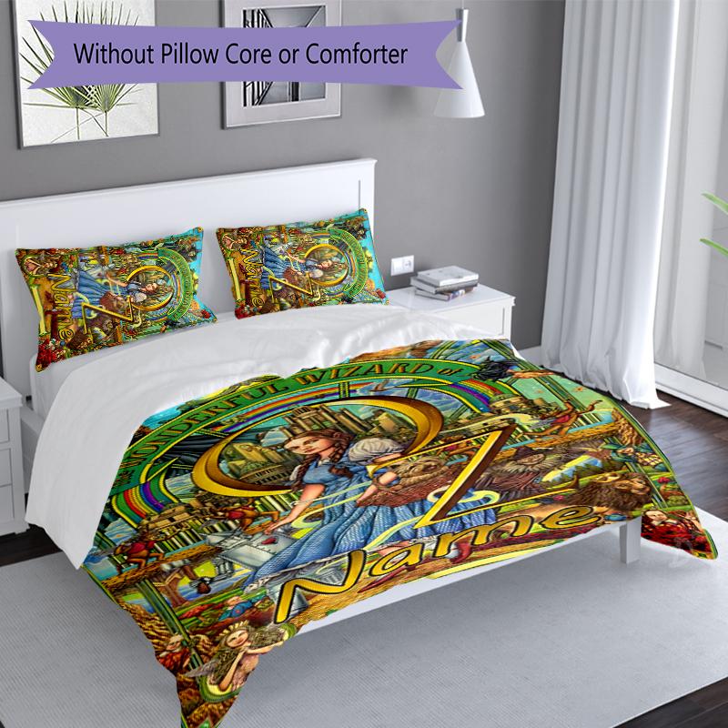 3pcs Custom Name The Wizard of Oz Bedding Set,Includes 1 Duvet Cover and 2 Pillowcases,All-season Bedroom Decor