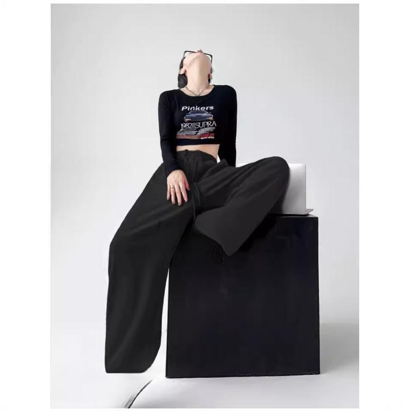 Sweatpants Women,High Waist Casual Drawstring Sweatpants,White Loose Wide Leg Pants