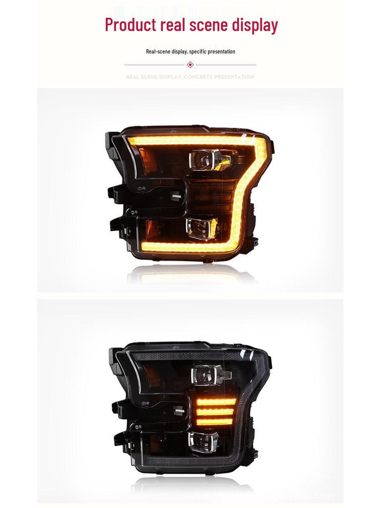LED Headlight Assembly for 15-20 Ford Raptor F150: US Version with DRL Lens