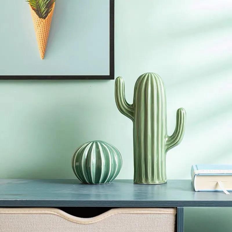 Nordic Ceramic Handicrafts Simulation Cactus Ornaments Art Decorative Home Furnishings Photography Props Green Room Decor