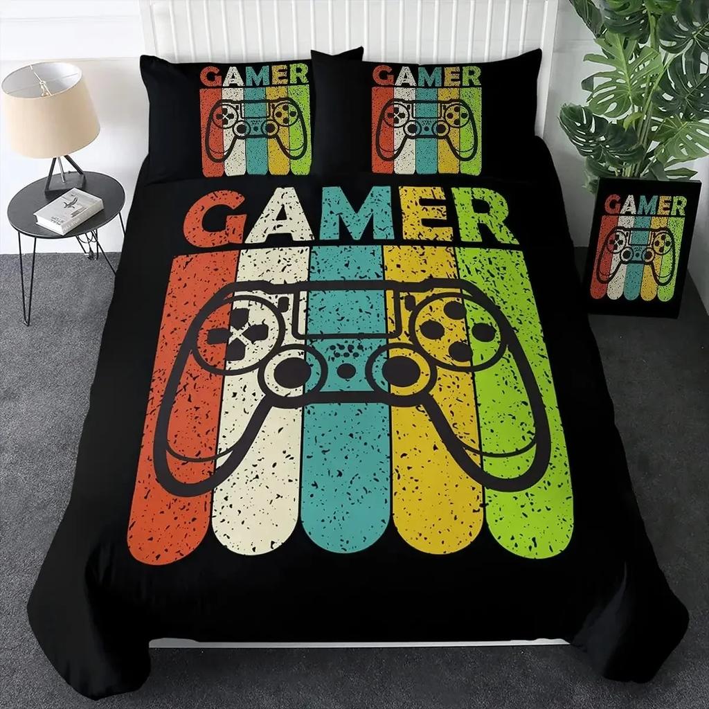 Gaming Bedding Set Game Bed Cover 135 For Adults Kids Soft Microfiber Modern Gamepad Duvet Cover Decorative With Pillowcase