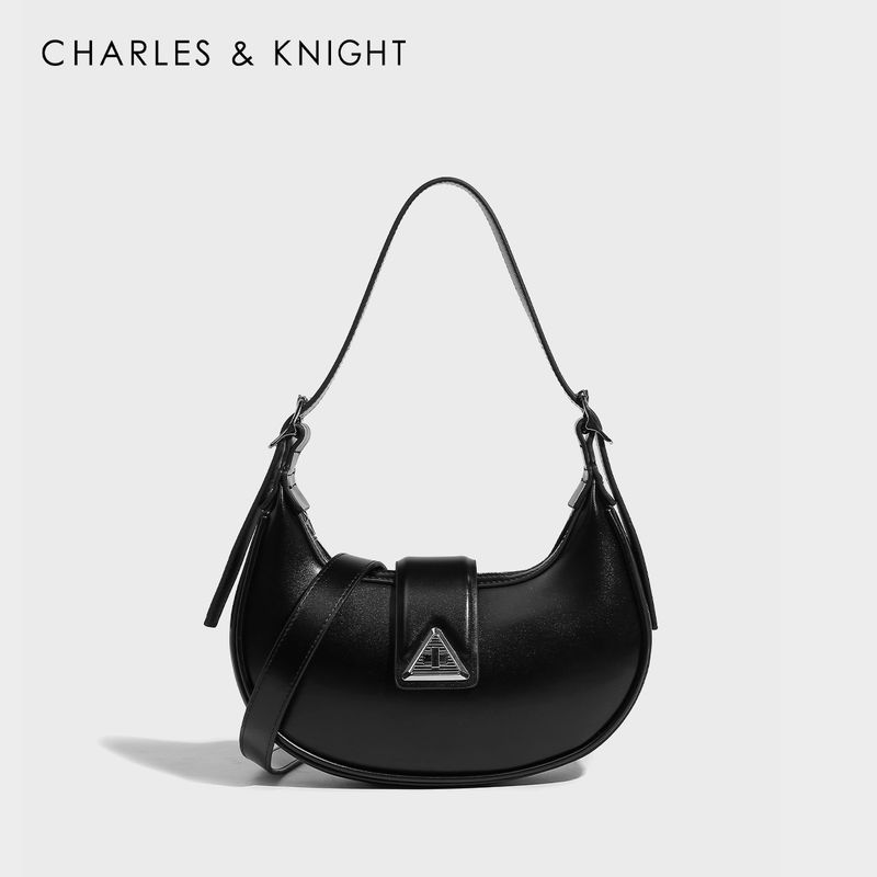 

Charles & Knight Retro Underarm Bag Female 2024 New Arrival Fall and Winter Special-Interest Design Fashion Minimalist Selenodont Bag Black