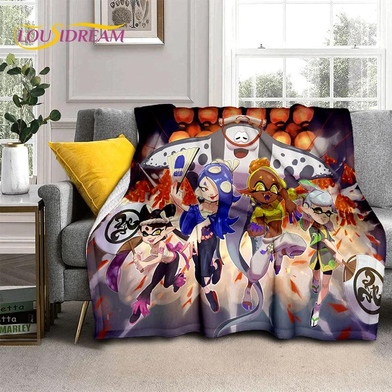 Splatoon3 PC Gamer Cartoon Game Soft Flannel Blanket for Beds Bedroom Sofa Picnic,Throw Blanket for Cover Outdoors Leisure Gift