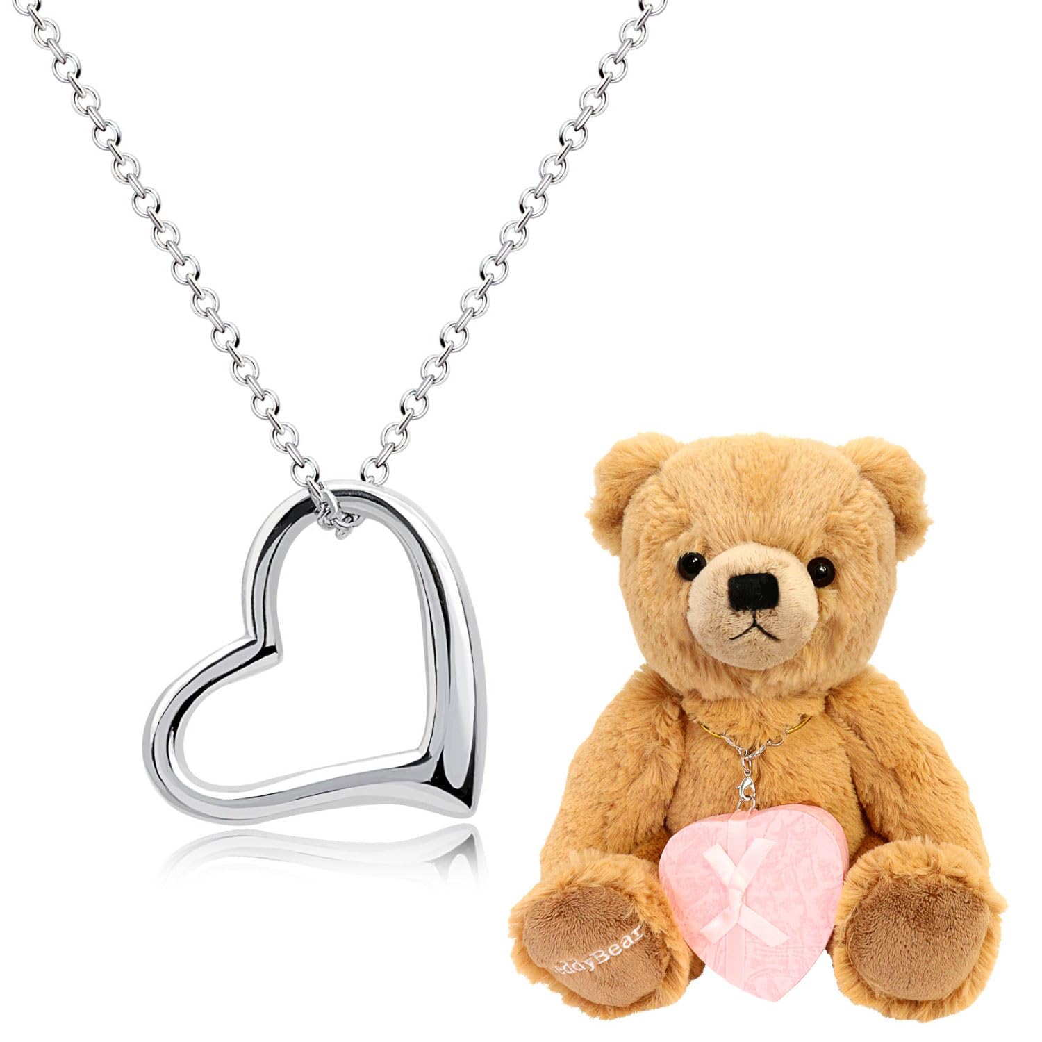 

Necklace Brown Teddy Bear Open Heart Silver Color [Sears] Women s p1520-1-tdt-01-sv-b