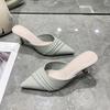 Spring New Baotou Slippers Women's Pointed Head Shallow Mouth Glitter Anti-slip Wear-resistant High Heels