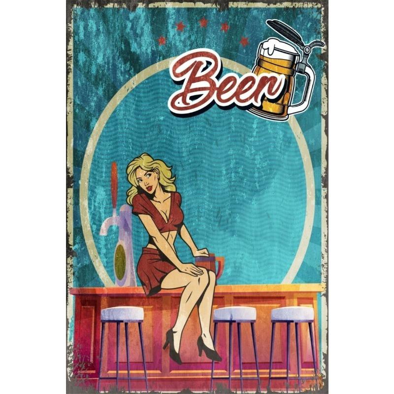 Retro Beer Metal Wall Art 20x30cm