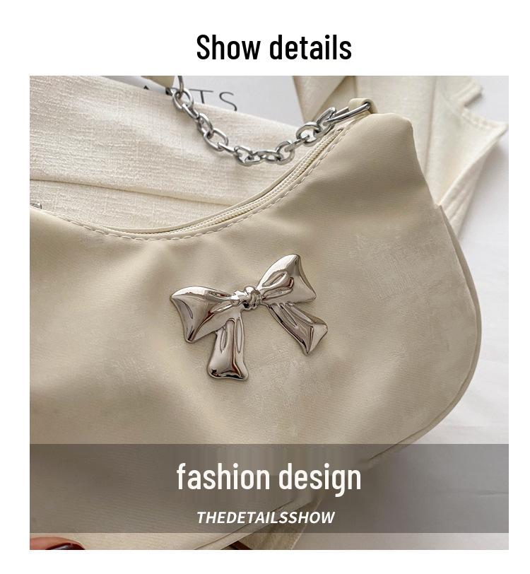 2024 Women's Solid Color Bow Underarm Bag - Fashionable Dumpling Style