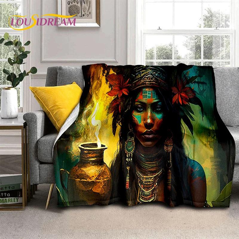 Cartoon Africa Ethiopian Custom Painting Art Soft Flannel Blanket for Bed Bedroom Sofa Picnic,Throw Blanket for Outdoors Leisure
