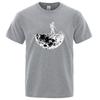 Astronauten schätzen die Mondumgebung Lustige Grafik T-Shirts Herren Locker Übergroße Kleidung Baumwolle Sommer Weiches T-Shirt Hip Hop Tee