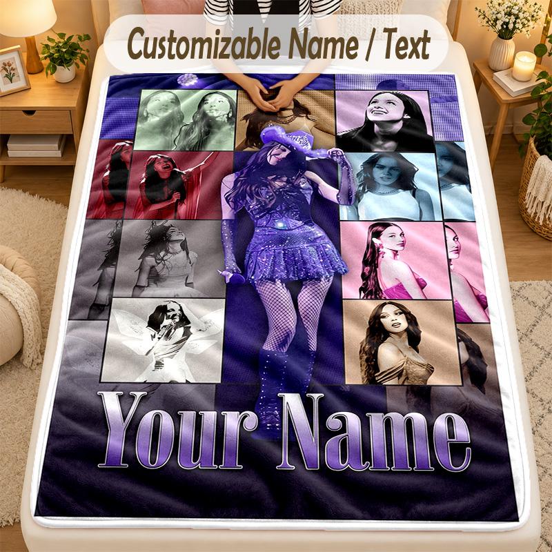 Flannel BlanketOlivia Rodrigo Custom Name Text Personalized Soft Warm Throw Blanket Home Decor Gift